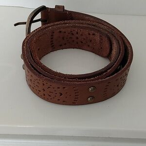 Lucky Brand Brown Studded Genuine Leather Belt